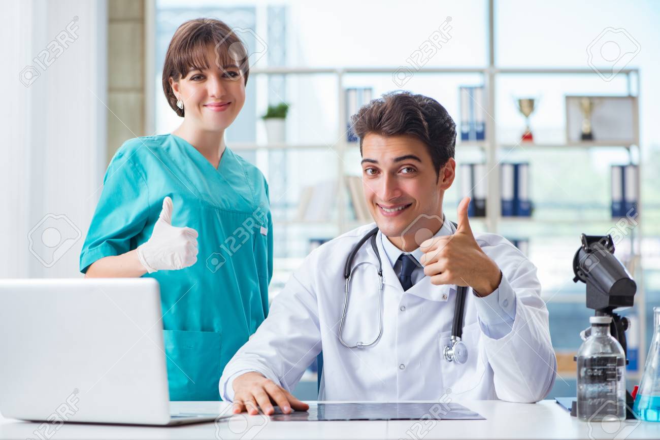 Two doctors having discussion in the hospital